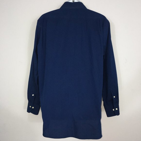 Lauren Ralph Lauren Mens 17 34/35 Blue Slim Fit Stretch Non Iron Button Up Shirt - Picture 4 of 9